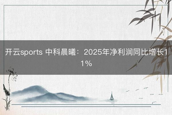 开云sports 中科晨曦:2025年净利润同比增长11%